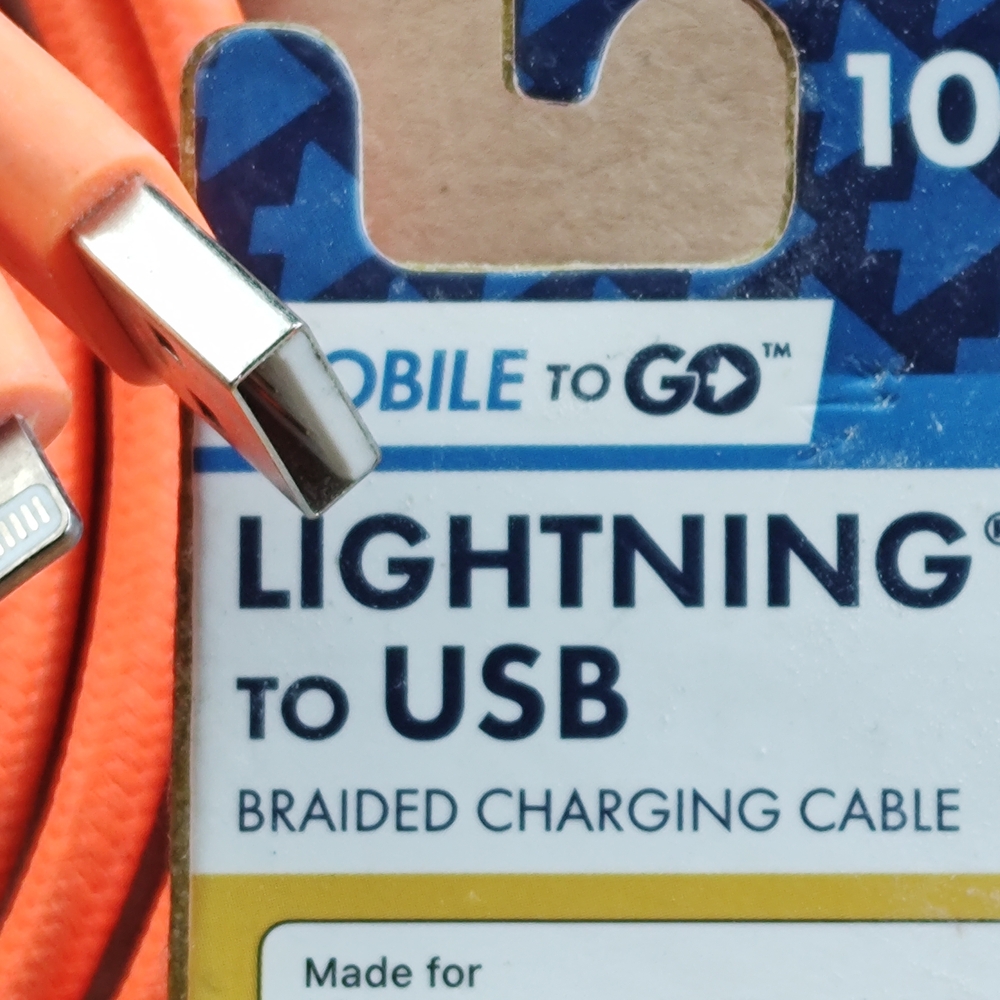 Orange Lightning to USB Charging Cable